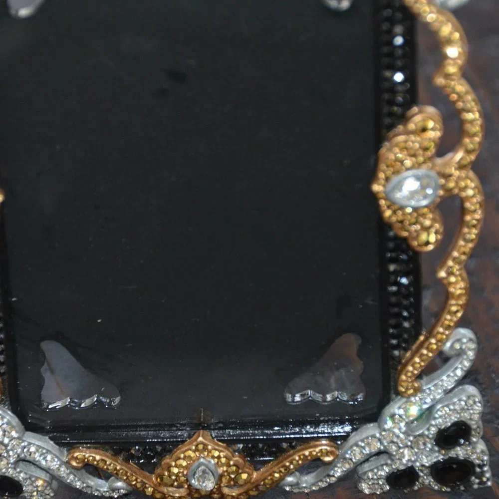 LOVELY RARE JAY STRONGWATER BLACK PAVE TIARA PAISLEY SCROLL CRYSTAL ENAMEL FRAME